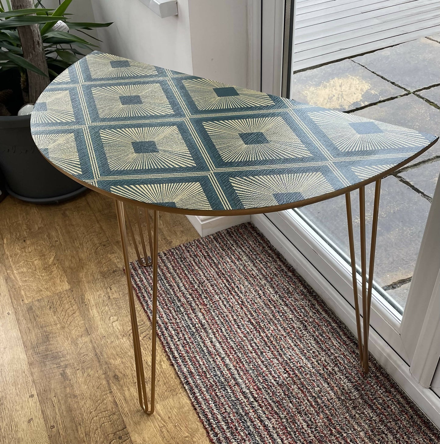 Console Hall Table Half Circle Decoupage