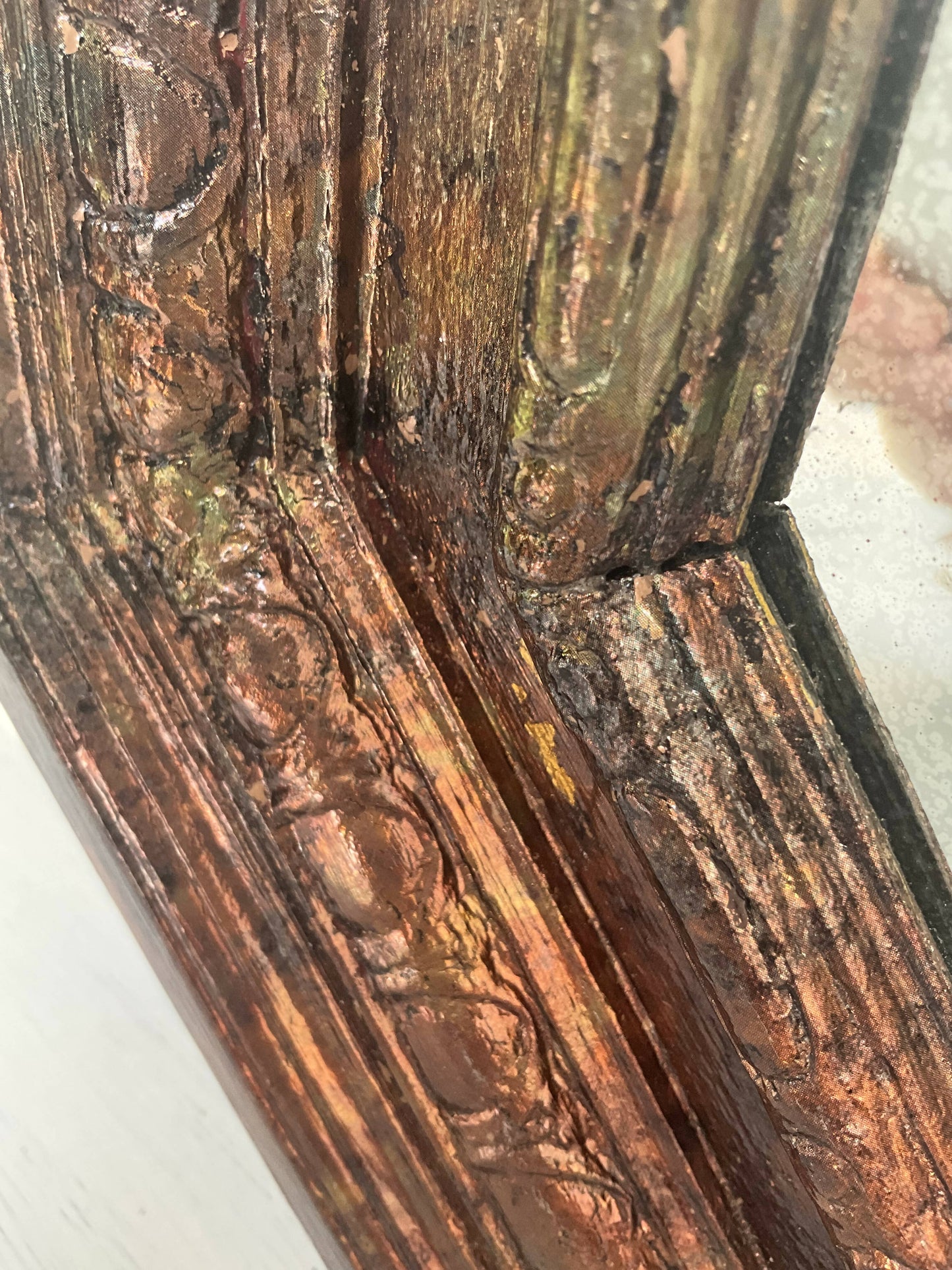 Large vintage wall mirror copper coloured