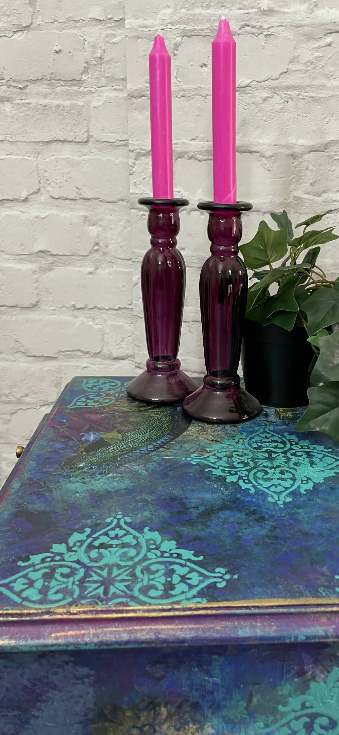 Maximalist Peacock bedside table