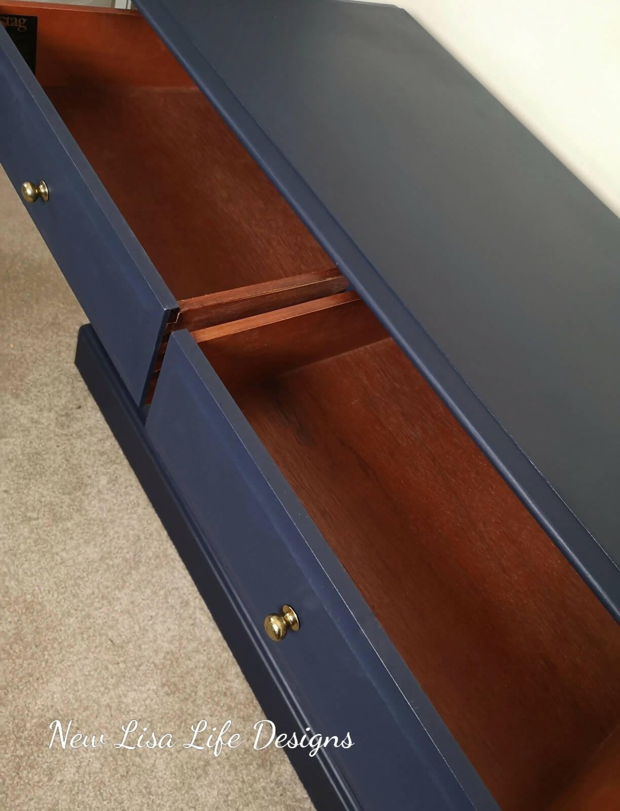 Stag Minstrel Drinks Cabinet / Sideboard - Midnight Blue
