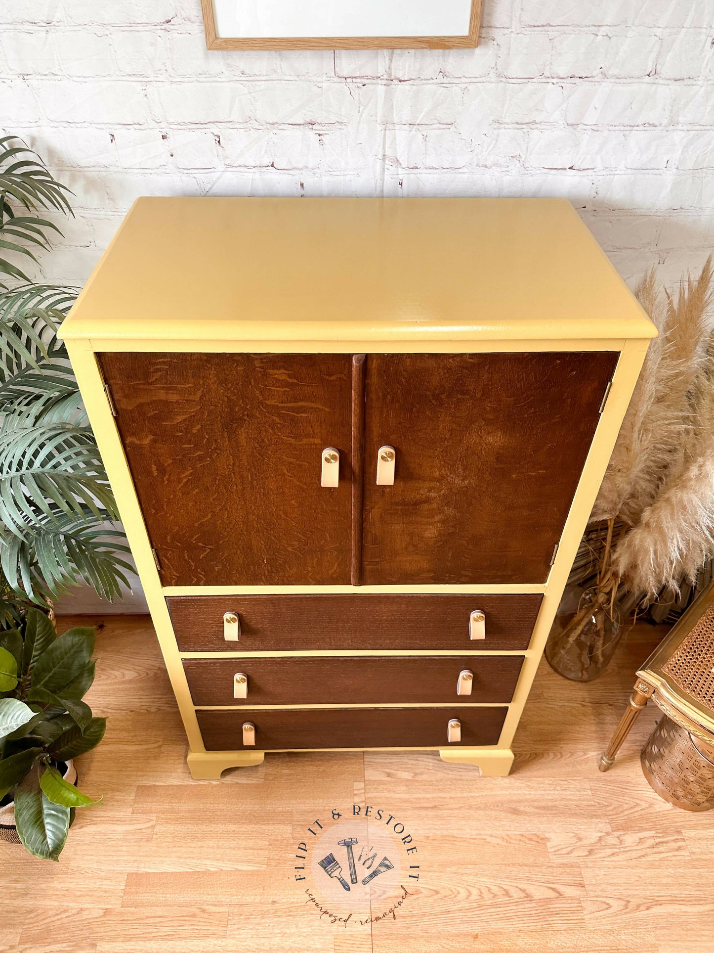 Hand-painted cabinet, Tallboy, Linen Cupboard, Linen Press, Upcycled Cupboard, Bedroom Storage, Kitchen Storage - MADE TO ORDER