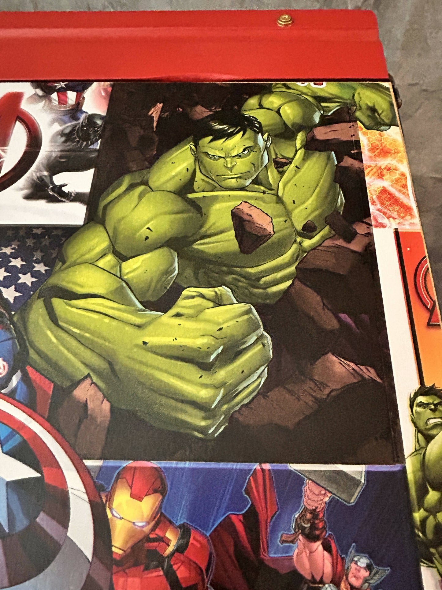 Old style School Desk up cycled with Funky Marvel Design