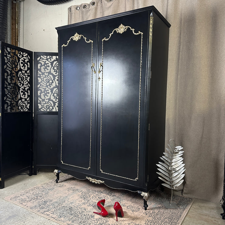 Painted Double Wardrobe Olympus Furniture French Style Wardrobe Black & Gold