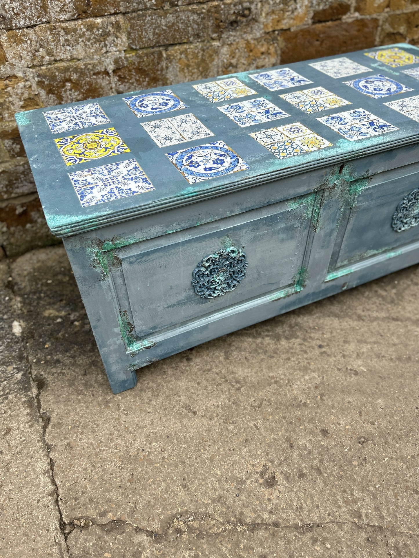 Blue Vintage Ottoman / Bed Box