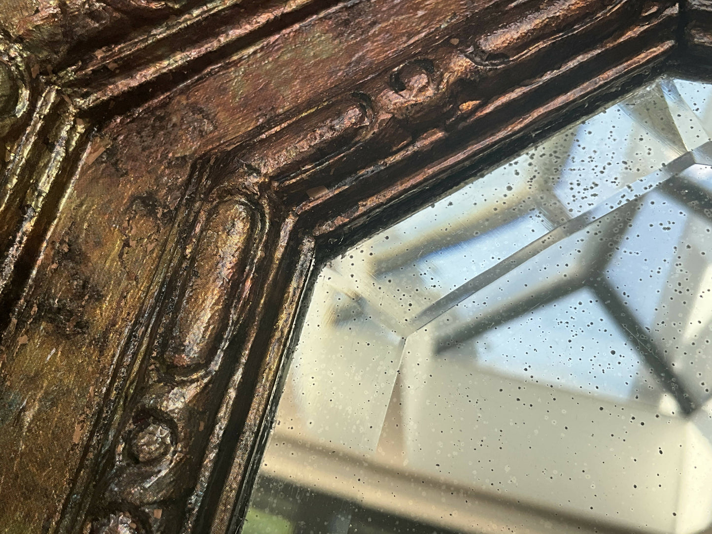 Large vintage wall mirror copper coloured