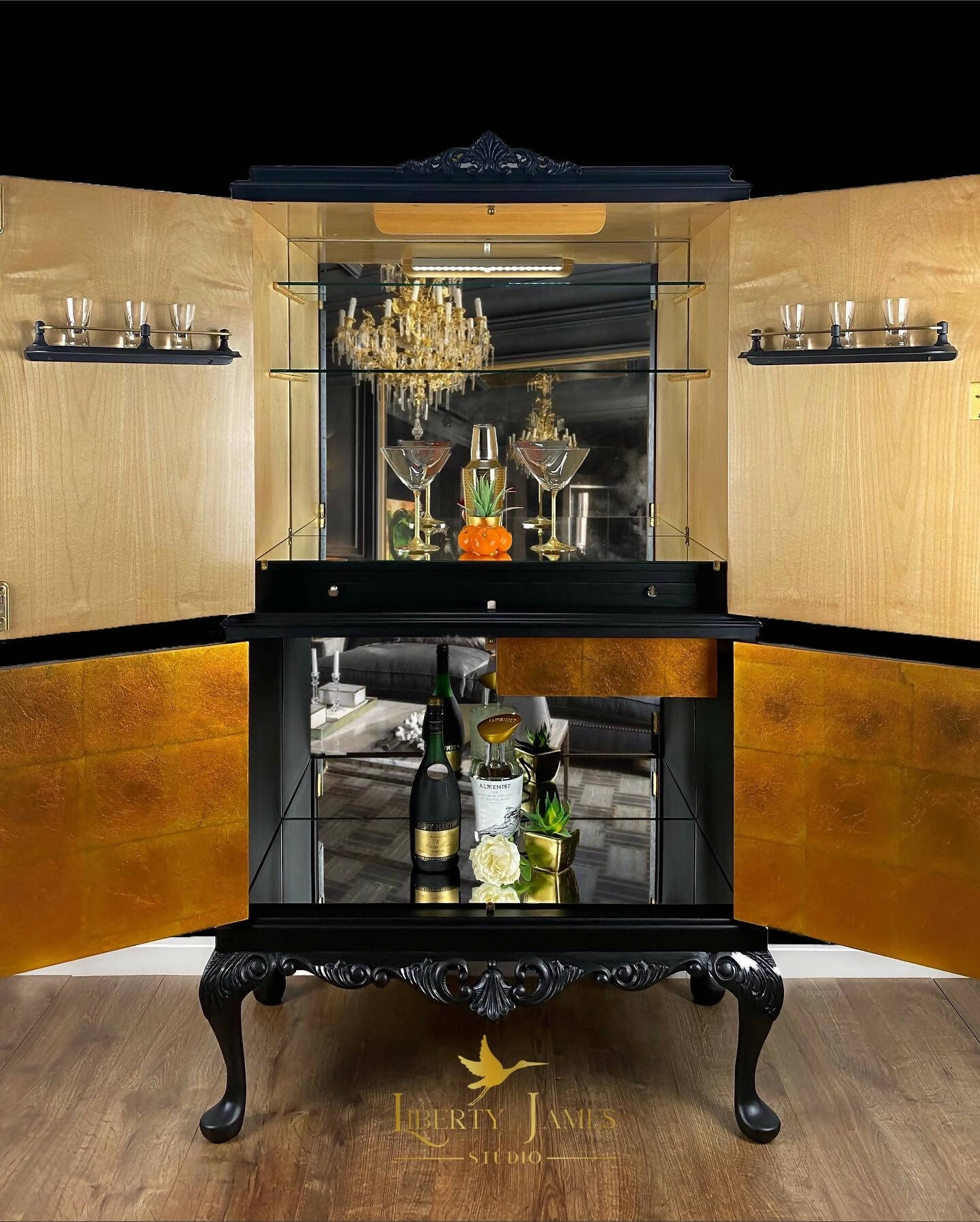 Tall Art Deco Drinks Cocktail Cabinet
