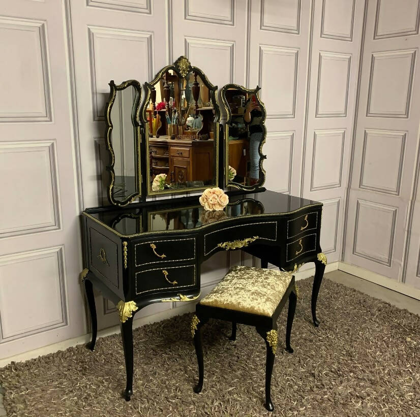 Carved Black Olympus Dressing Table