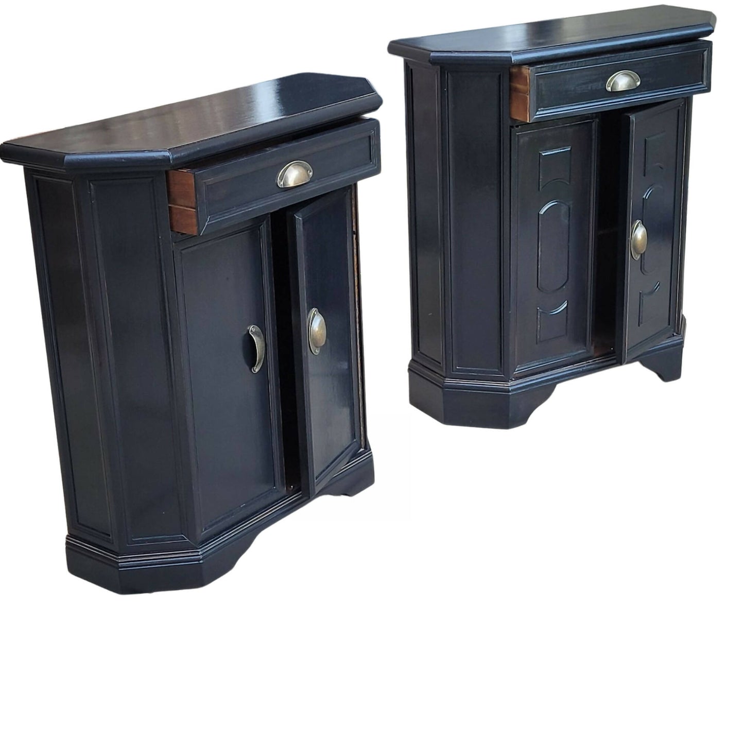 Two Black Antique Kitchen Cabinets