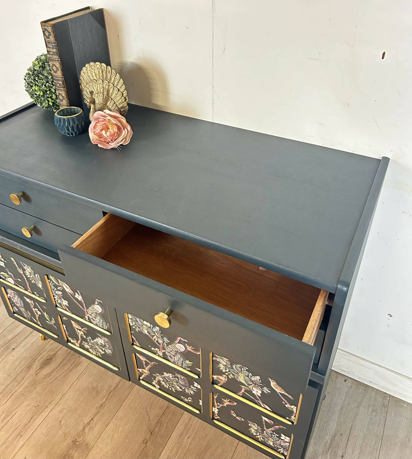 Nathan Teal and Gold Sideboard / Drinks Cabinet