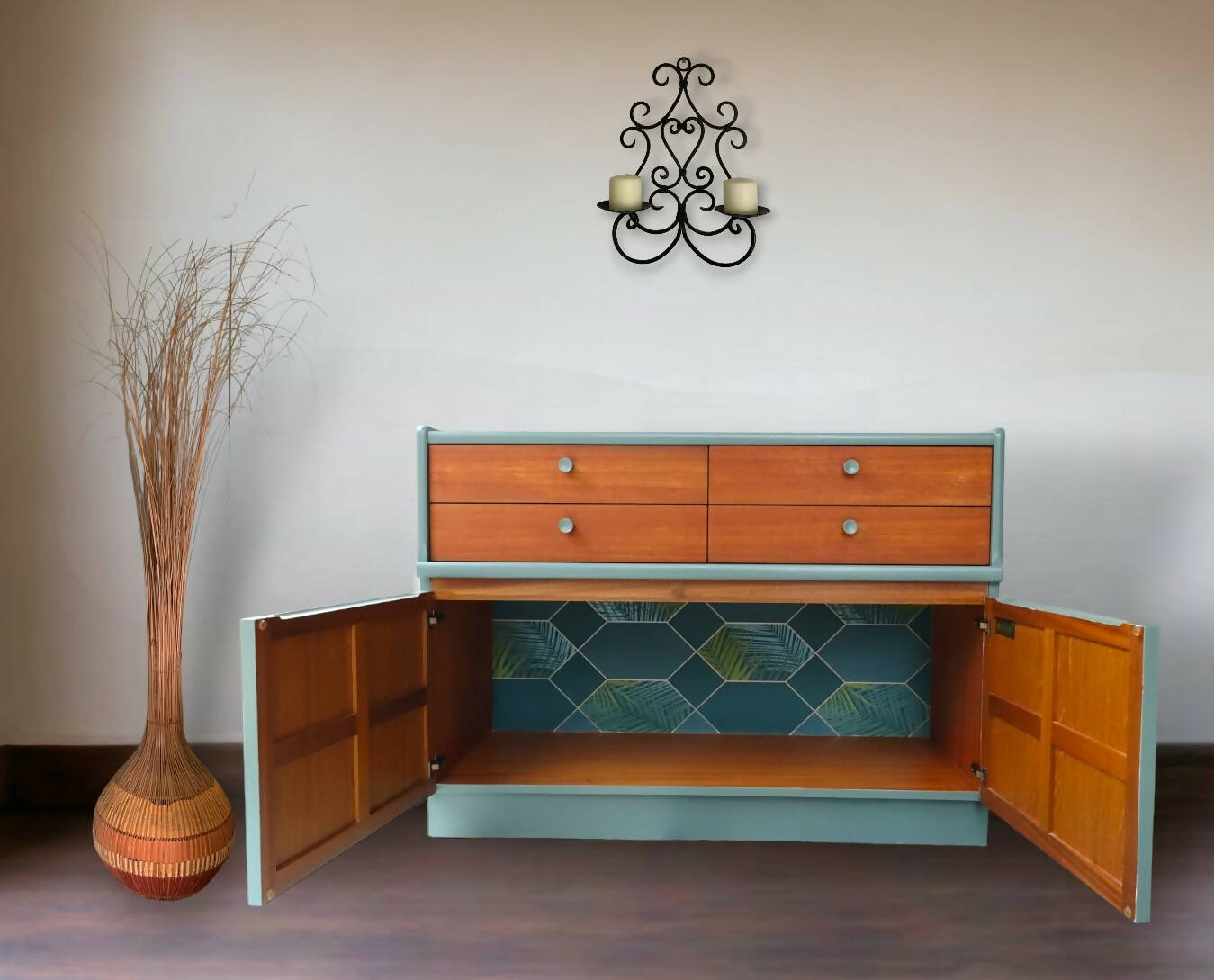 Nathan Squares Green Drinks Cabinet / Sideboard