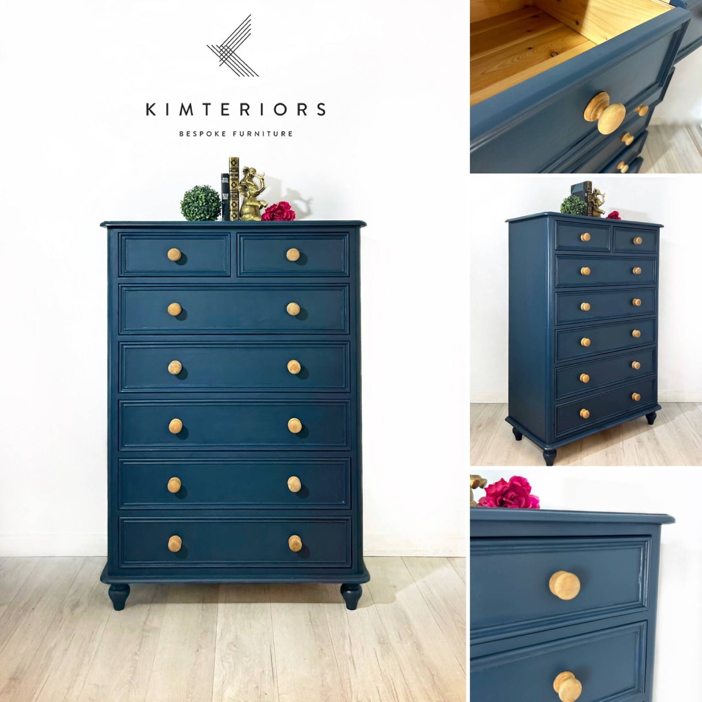 Blue Rustic Pine Chest of Drawers