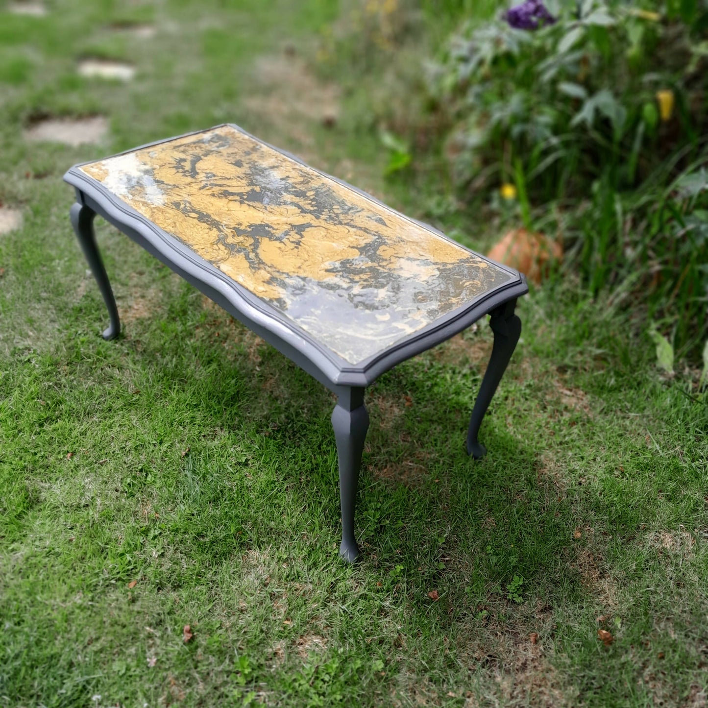 Grey and gold marbled coffee table