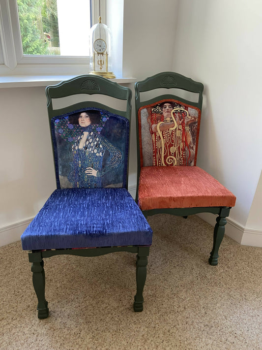 Pair Gustav Klimt Vintage Occasional Chairs
