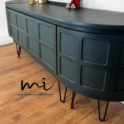 MADE TO ORDER Refurbished mid century modern Nathan sideboard, retro drinks cabinet, TV media cabinet, dark green, decoupaged