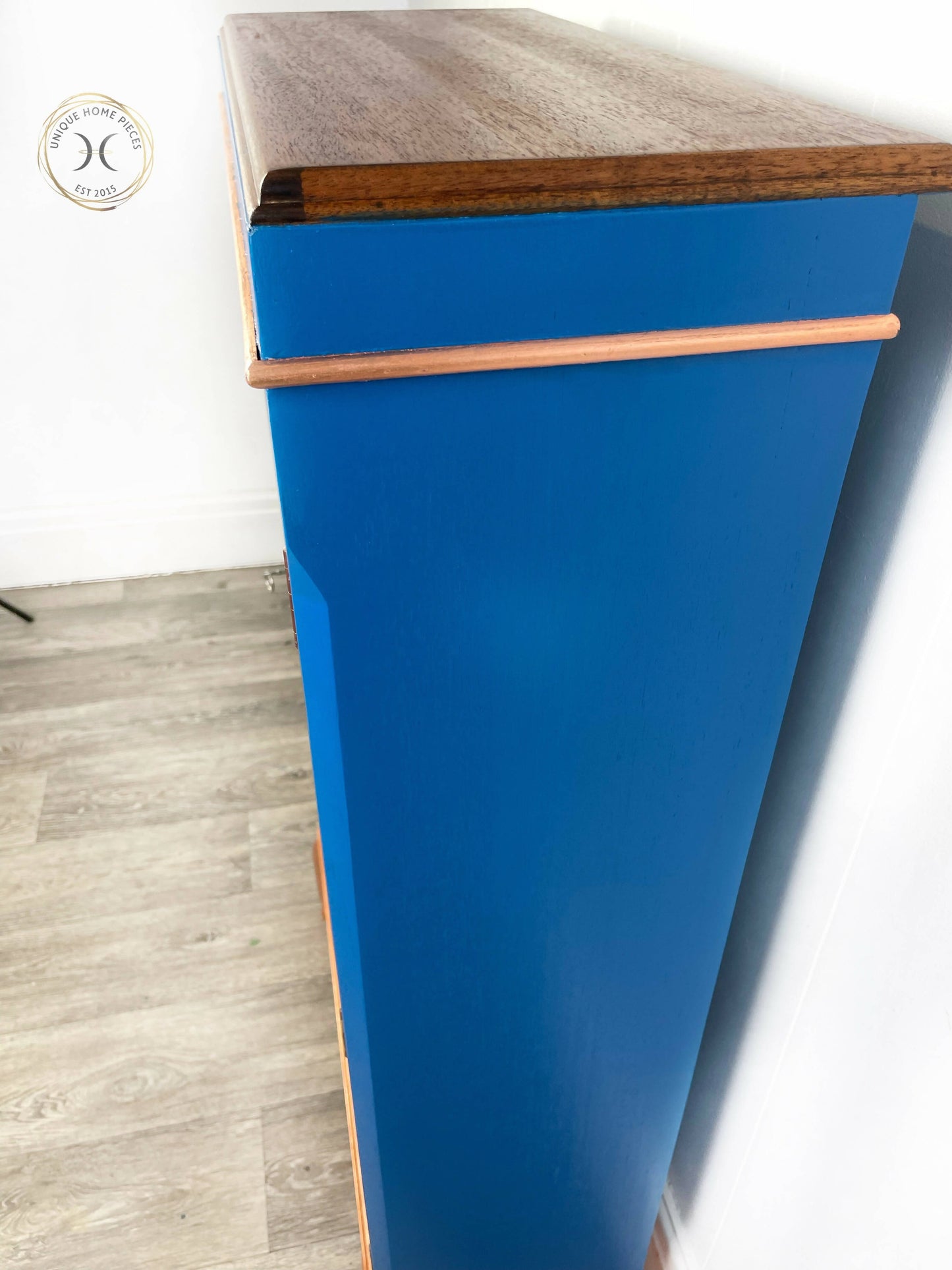Blue Drinks Cabinet, Glass Fronted Display case
