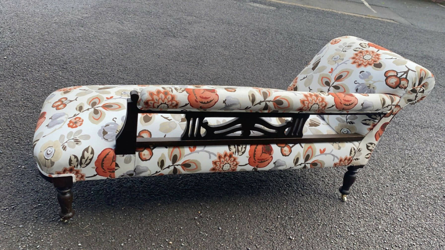 Reupholstered Art Noveau chaise lounge