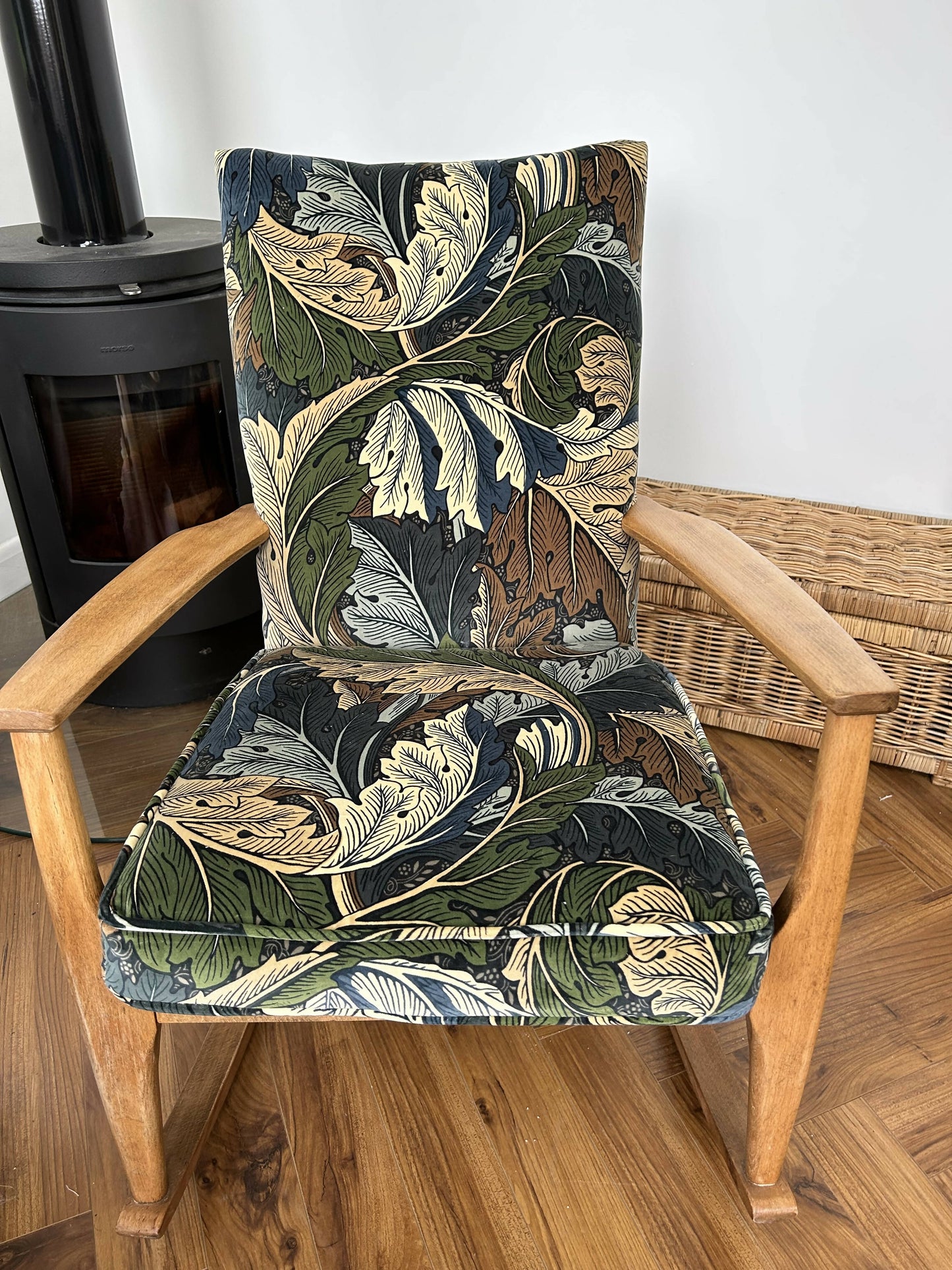 1970s Vintage Unique PK Rocking Chair William Morris velvet