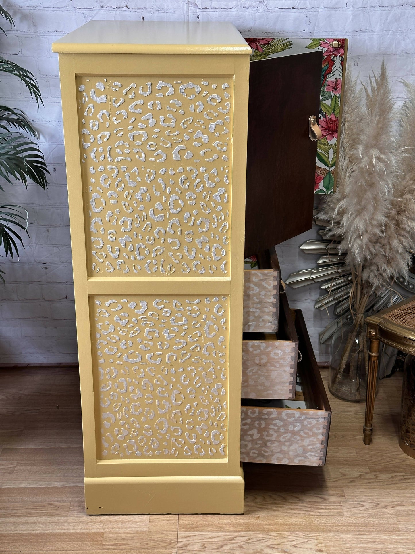 Hand-painted cabinet, Tallboy, Linen Cupboard, Linen Press, Upcycled Cupboard, Bedroom Storage, Kitchen Storage - MADE TO ORDER