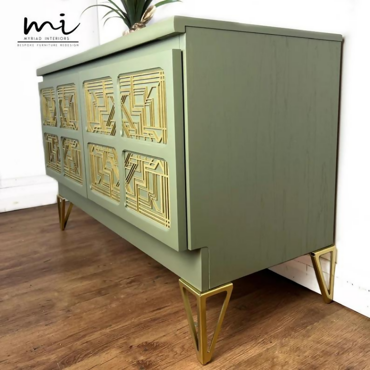 Made To Order Refurbished Nathan sideboard, olive green retro tv media unit, stand, drinks cabinet, Art Deco mid century modern