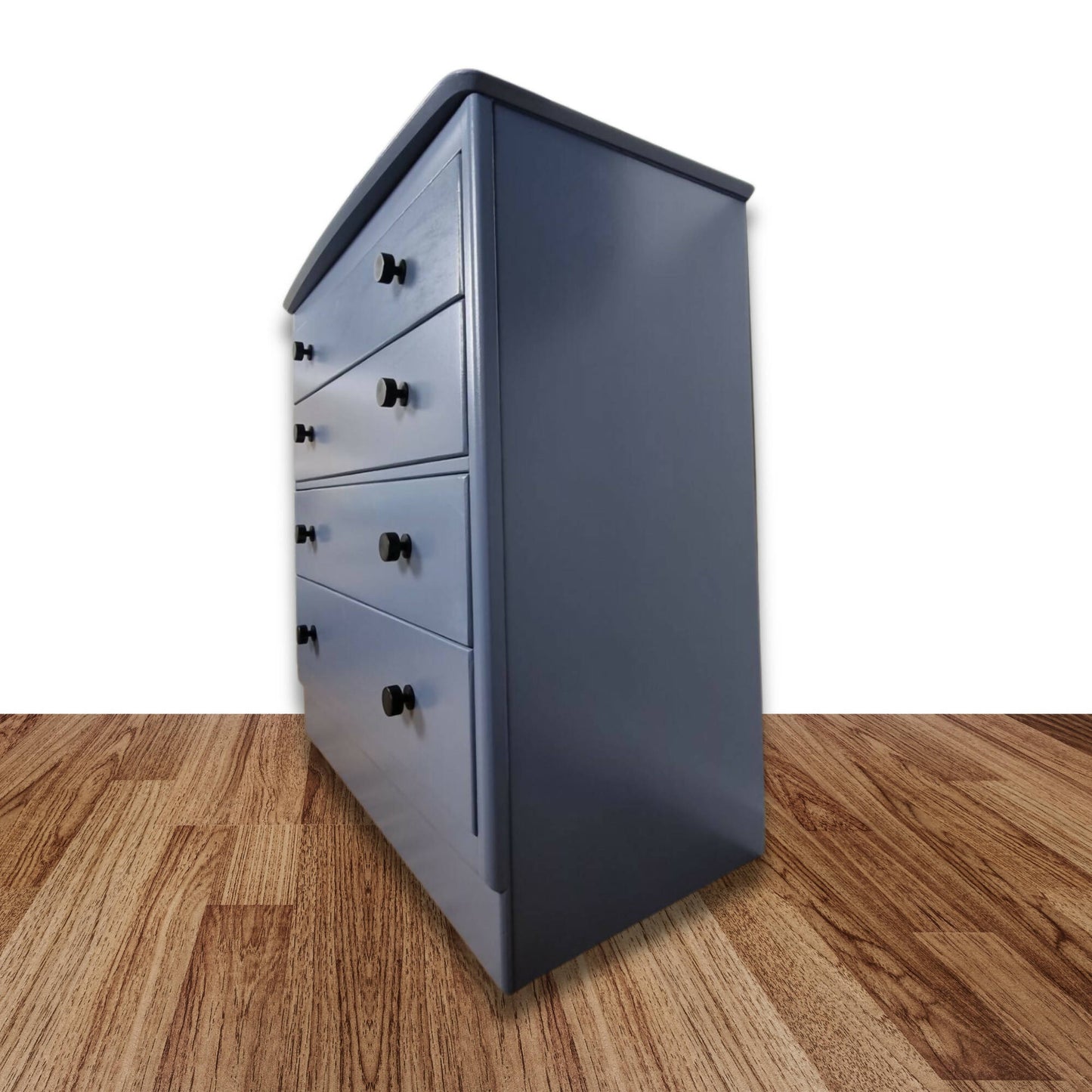 Blue chest of drawers with black handles, Bedroom furniture, Four drawers, Lebus
