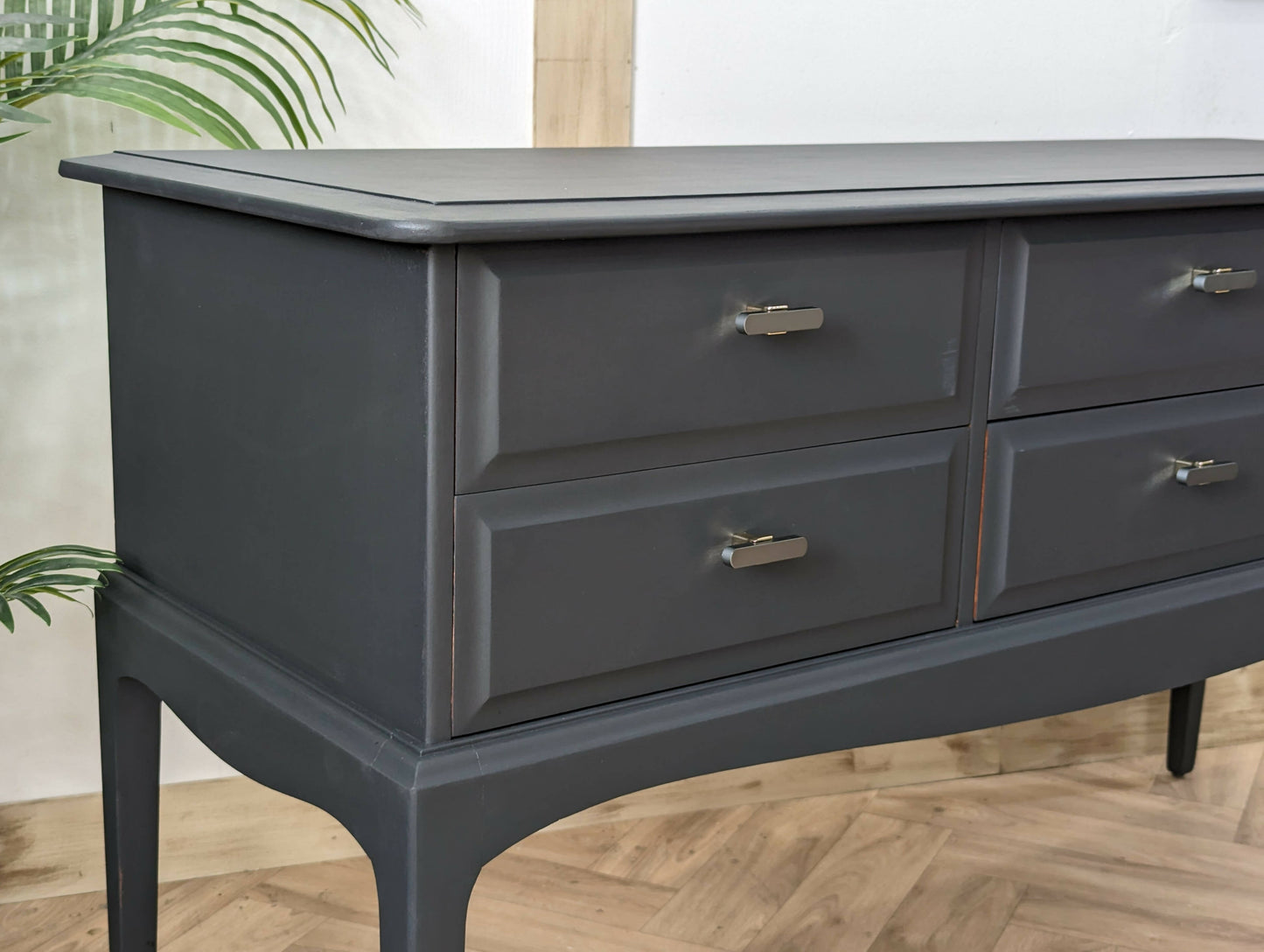 Stag minstrel black grey sideboard, spray painted retro console table, wood 6 drawers chest of drawers, dressing table