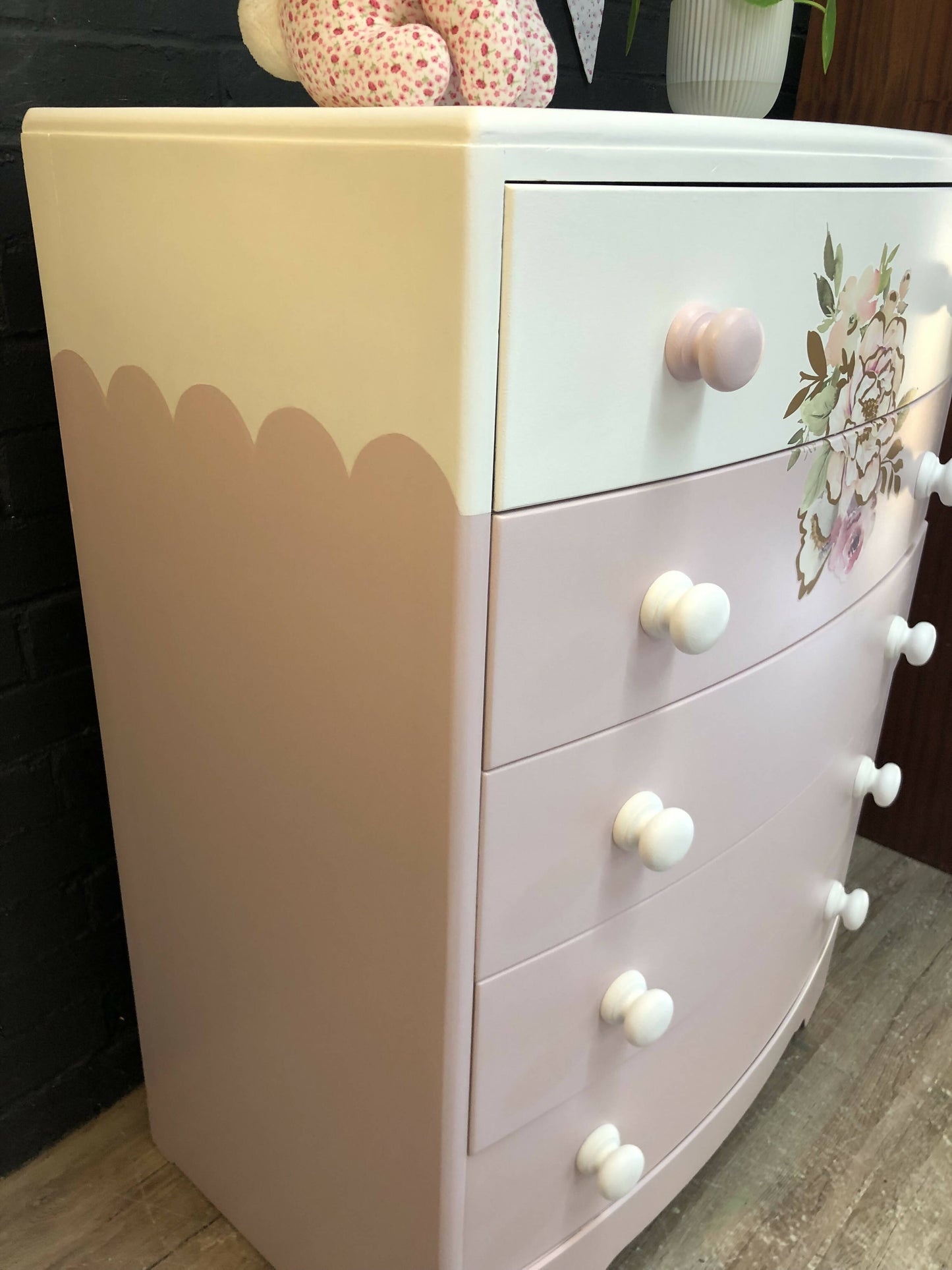 MADE TO ORDER: Baby Pink and White girl's bedroom chest of drawers