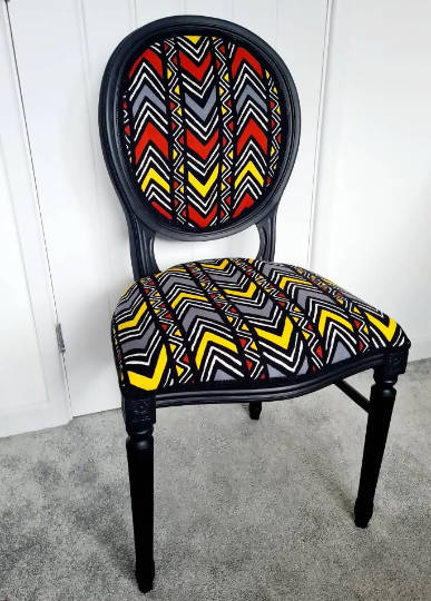 Vintage Black African Geometric Occasional Chair