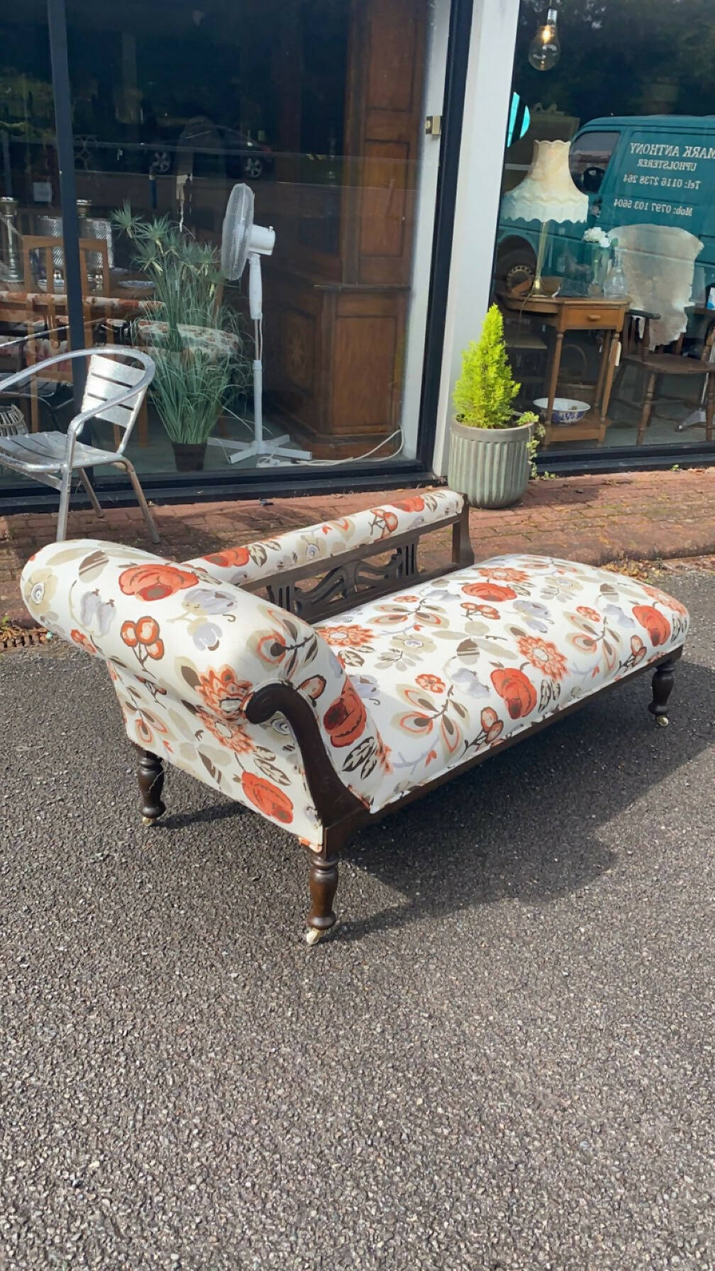 Reupholstered Art Noveau chaise lounge