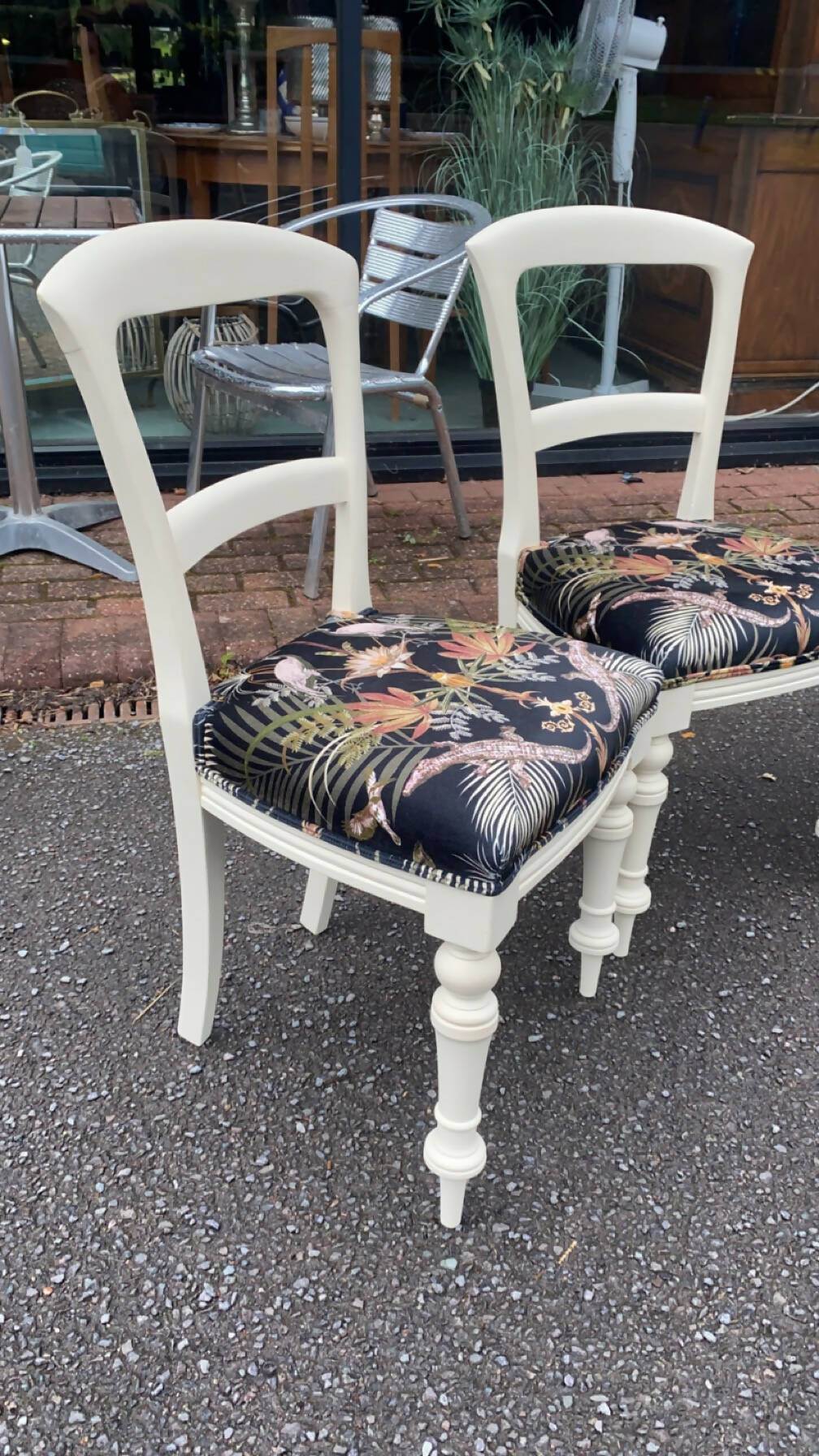 Set of 4 reupholstered dining chairs