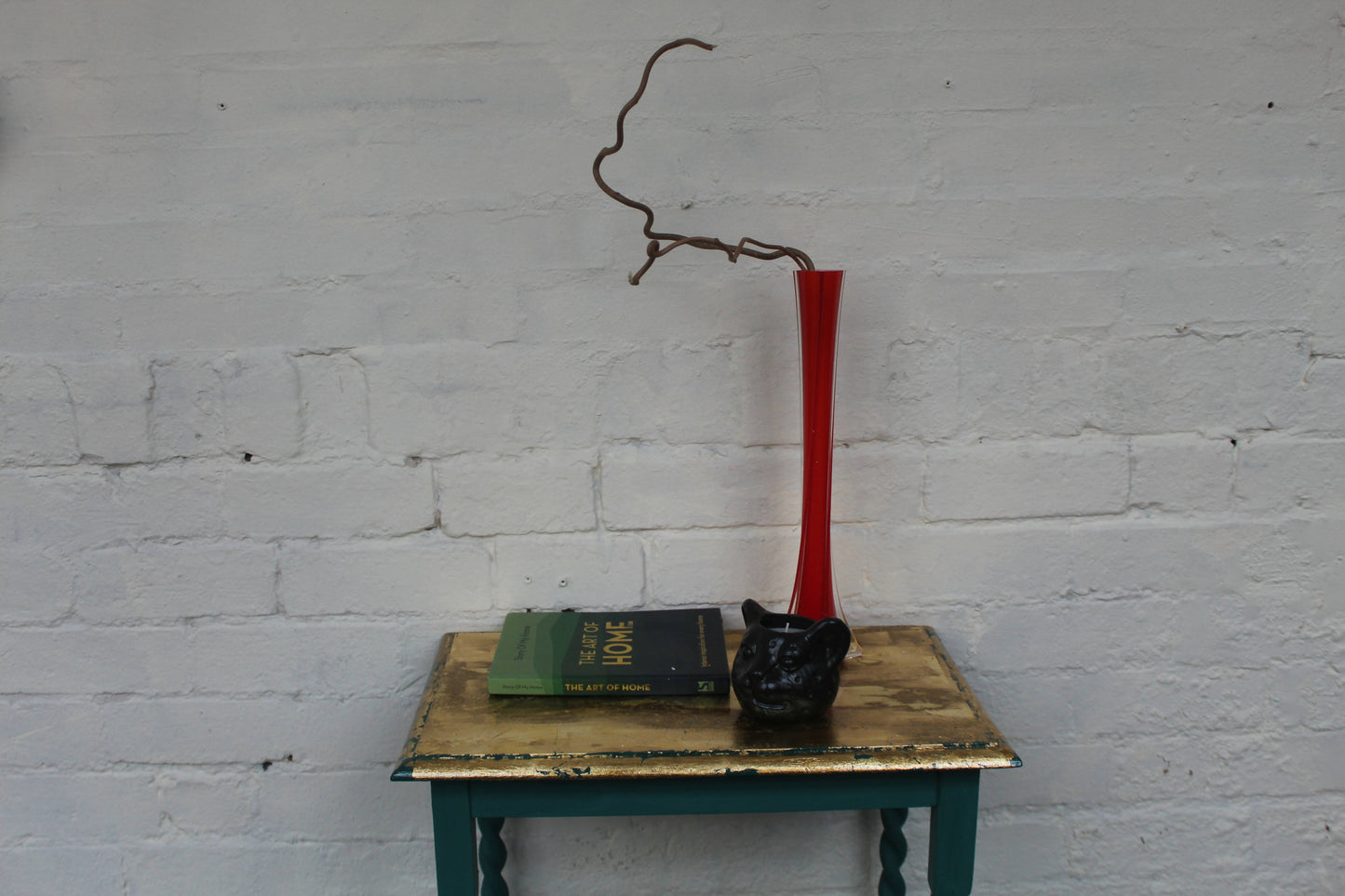 Carolina Green And Gold Barley Twist Leg Table