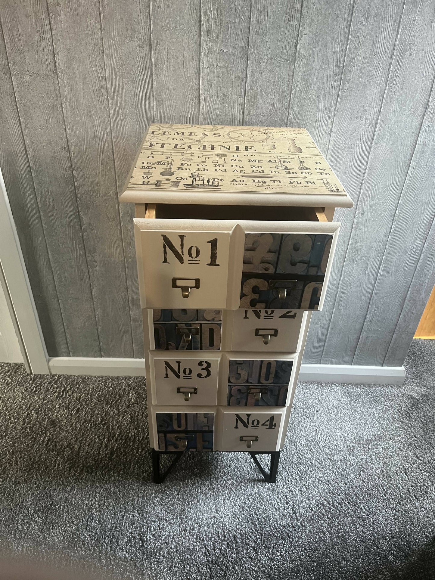 Grey Vintage Tallboy Drawers