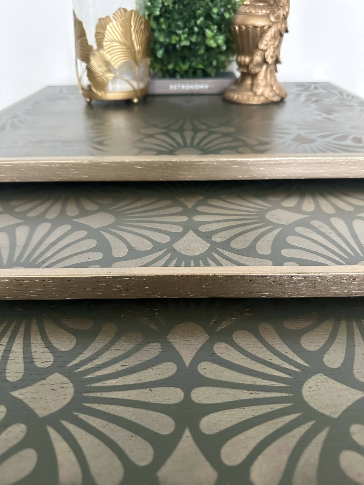 Nest of Tables, Olive Green and Gold