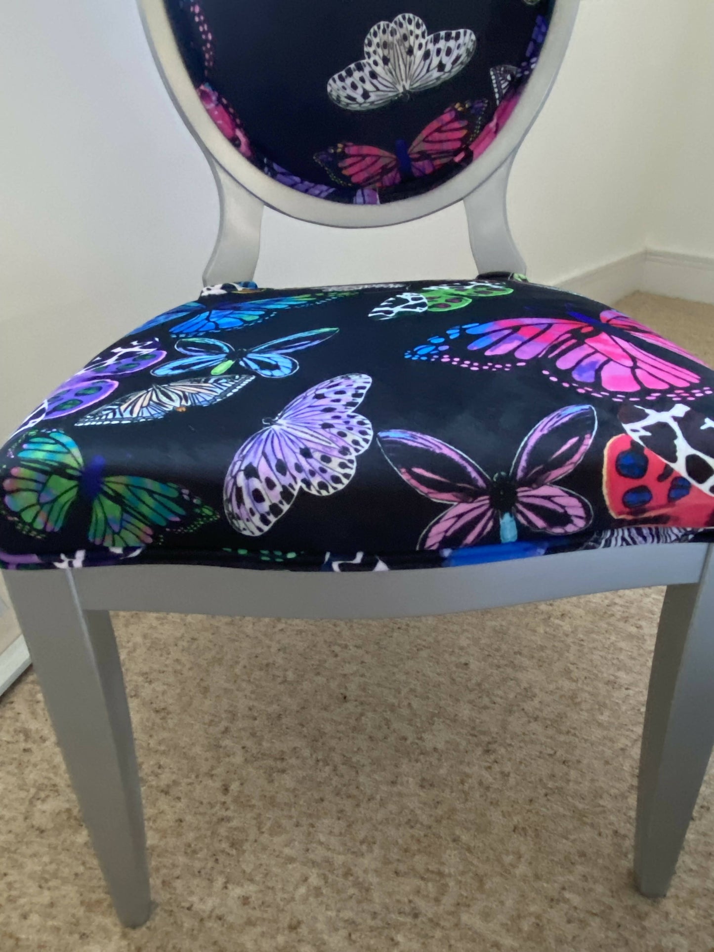 Designer Butterfly Fabric Accent Chair