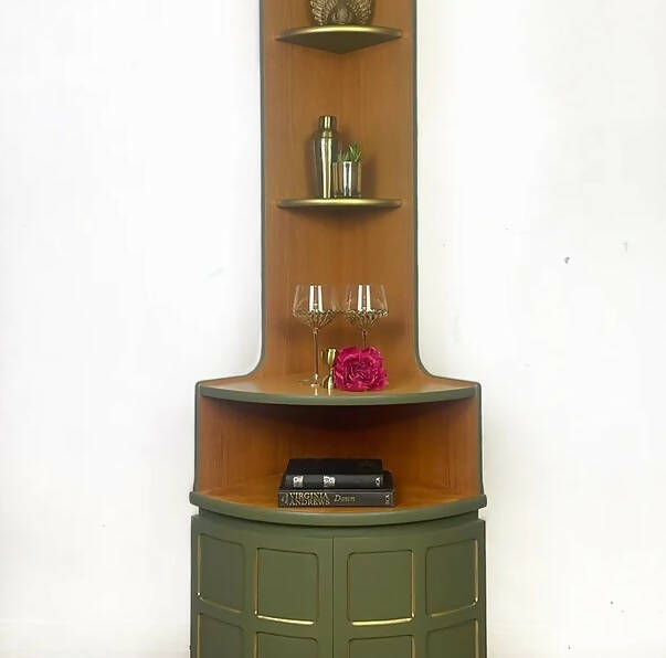 Nathan Teak Corner Unit in Green or Drinks Cabinet