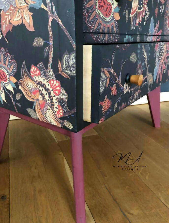 Morris of Glasgow Chest of Drawers, Paloma at home Decoupaged Drawers, 3 Drawer mid century Chest