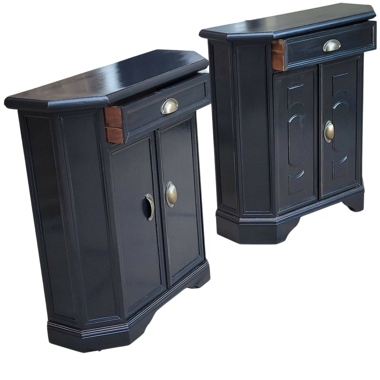 Two Black Antique Kitchen Cabinets