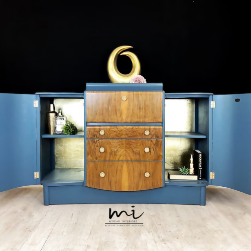 Vintage Nathan Drinks Cabinet, cocktail, Sideboard, Art Deco, Walnut - commission available