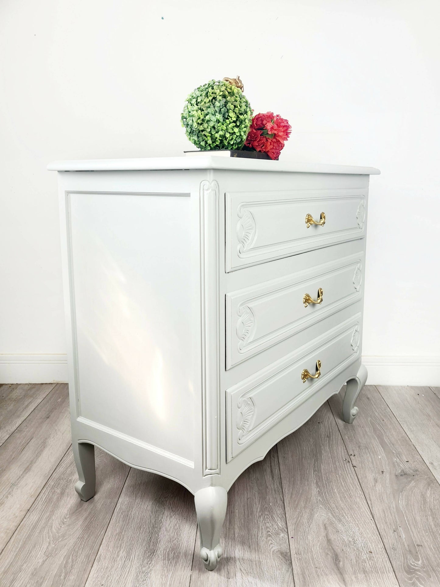 Grey French Vintage 3 Drawer Chest of Drawers