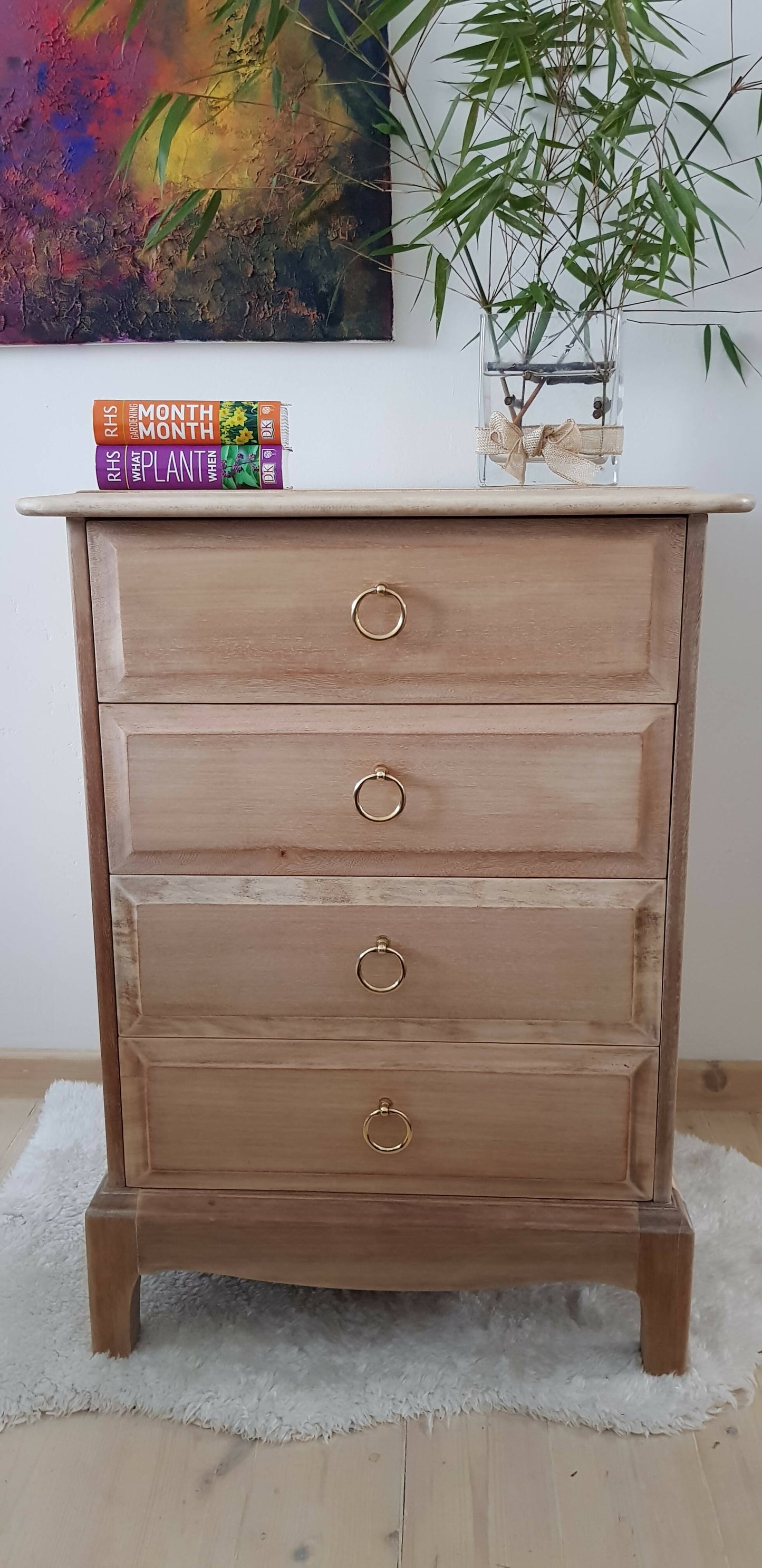 Stag Minstrel rustic, weathered style bedside table, Stag drawers natural colour