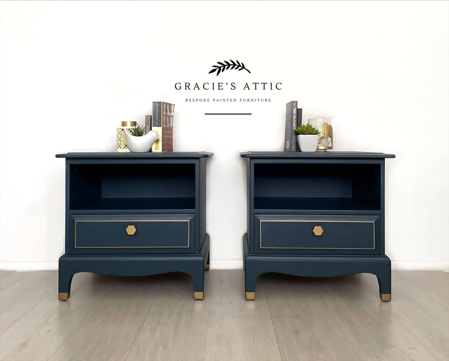 Navy Blue Stag Bedside Cabinets