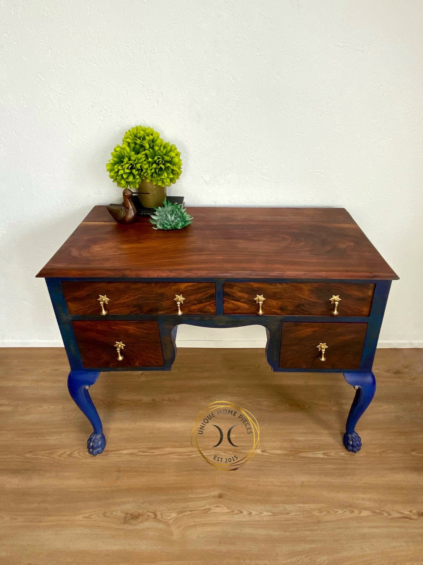 Rosewood Blue Dressing Table cabriole leg console table