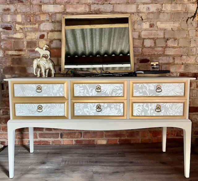STAG DRESSING TABLE, STOOL AND MATCHING BEDSIDE TABLE/DRAWER