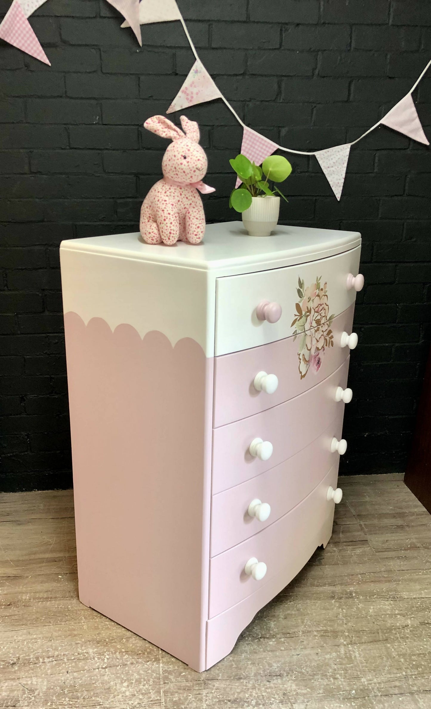 MADE TO ORDER: Baby Pink and White girl's bedroom chest of drawers