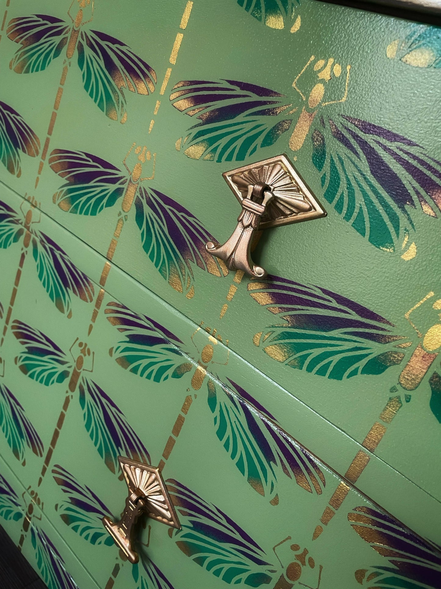 Green vintage dressing table chest of drawers