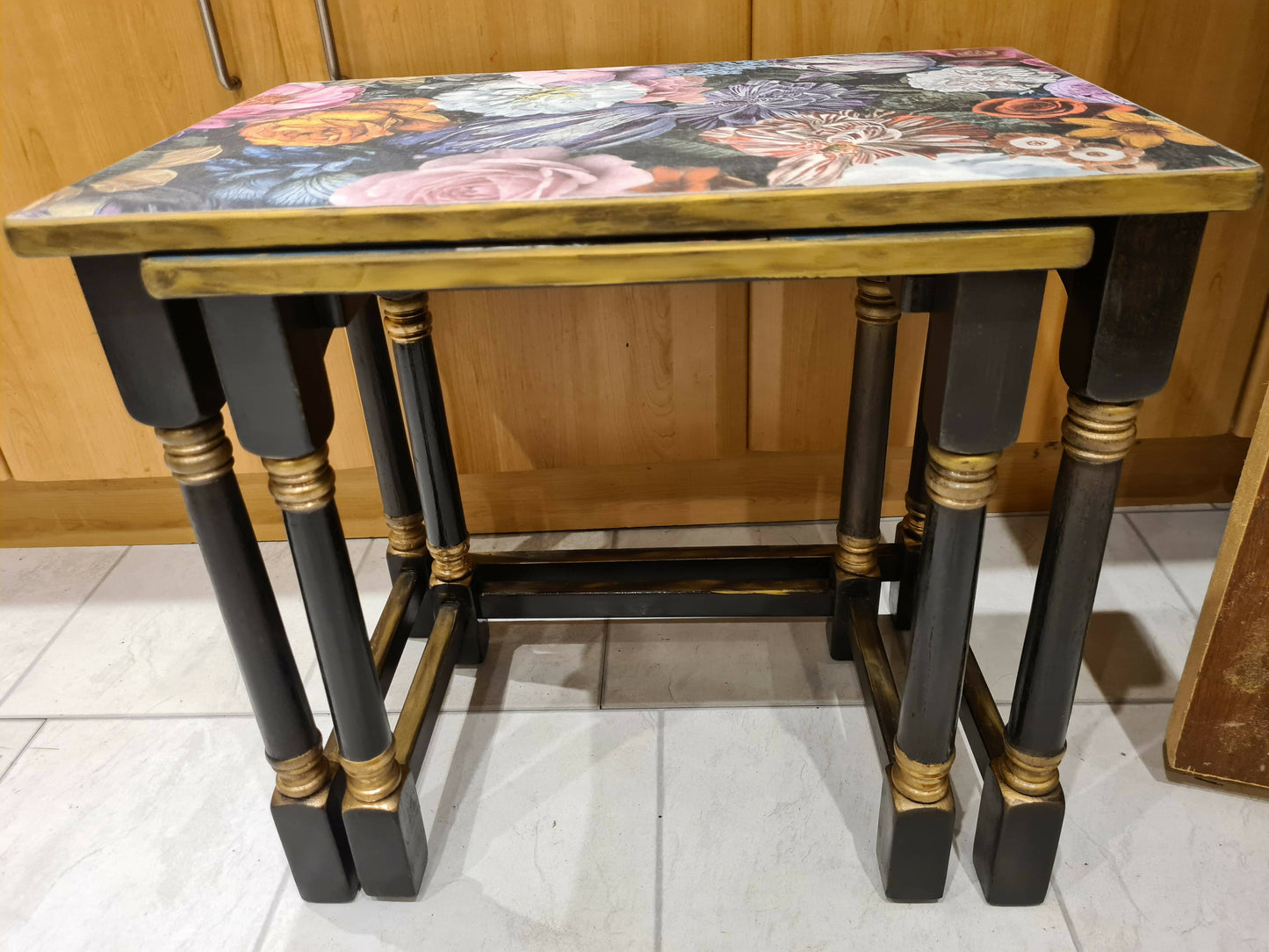 Ornate nest of 2 tables