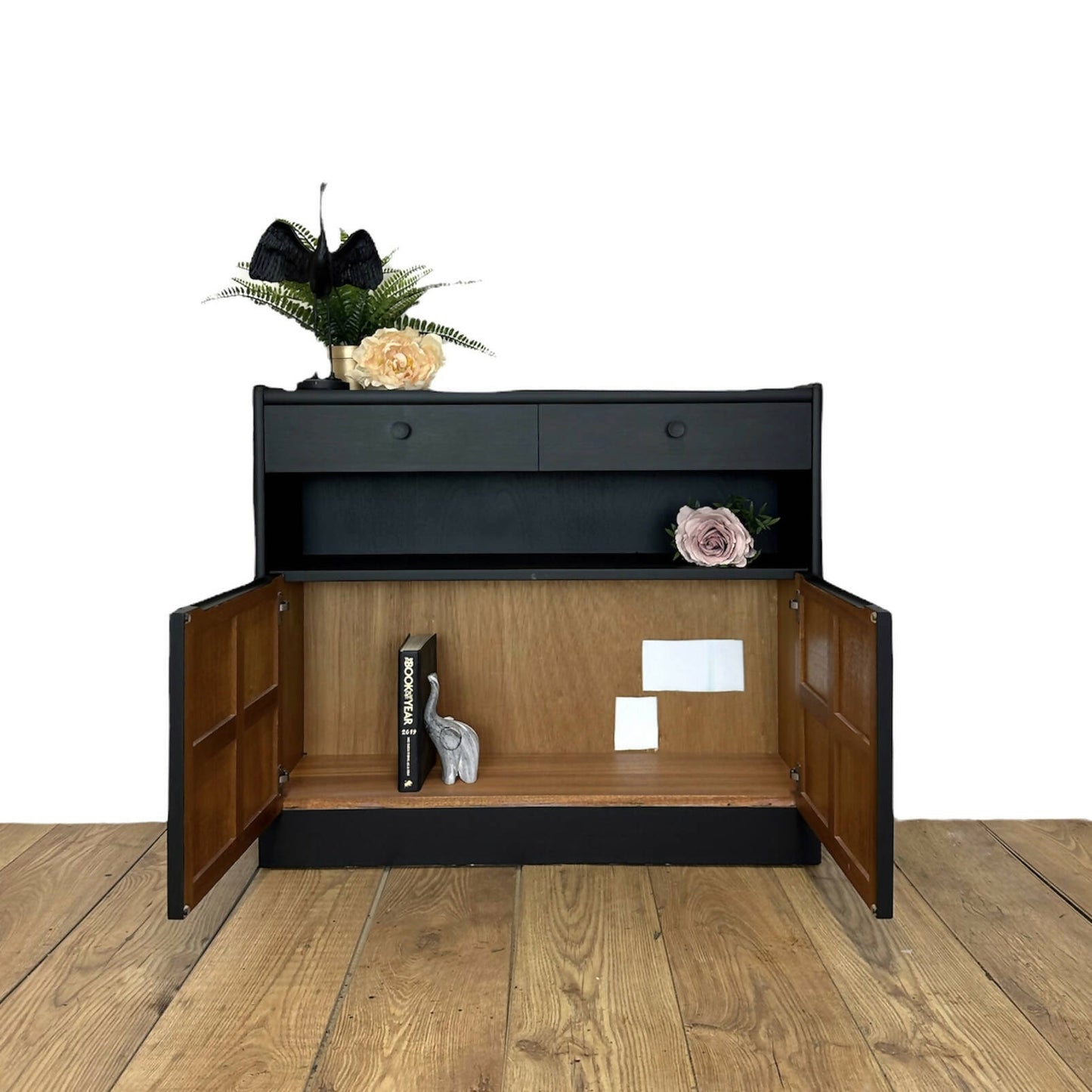 MADE TO ORDER Refurbished rare mid century Nathan black sideboard, retro hallway table, teak console, vintage, slim, narrow, Cupboard
