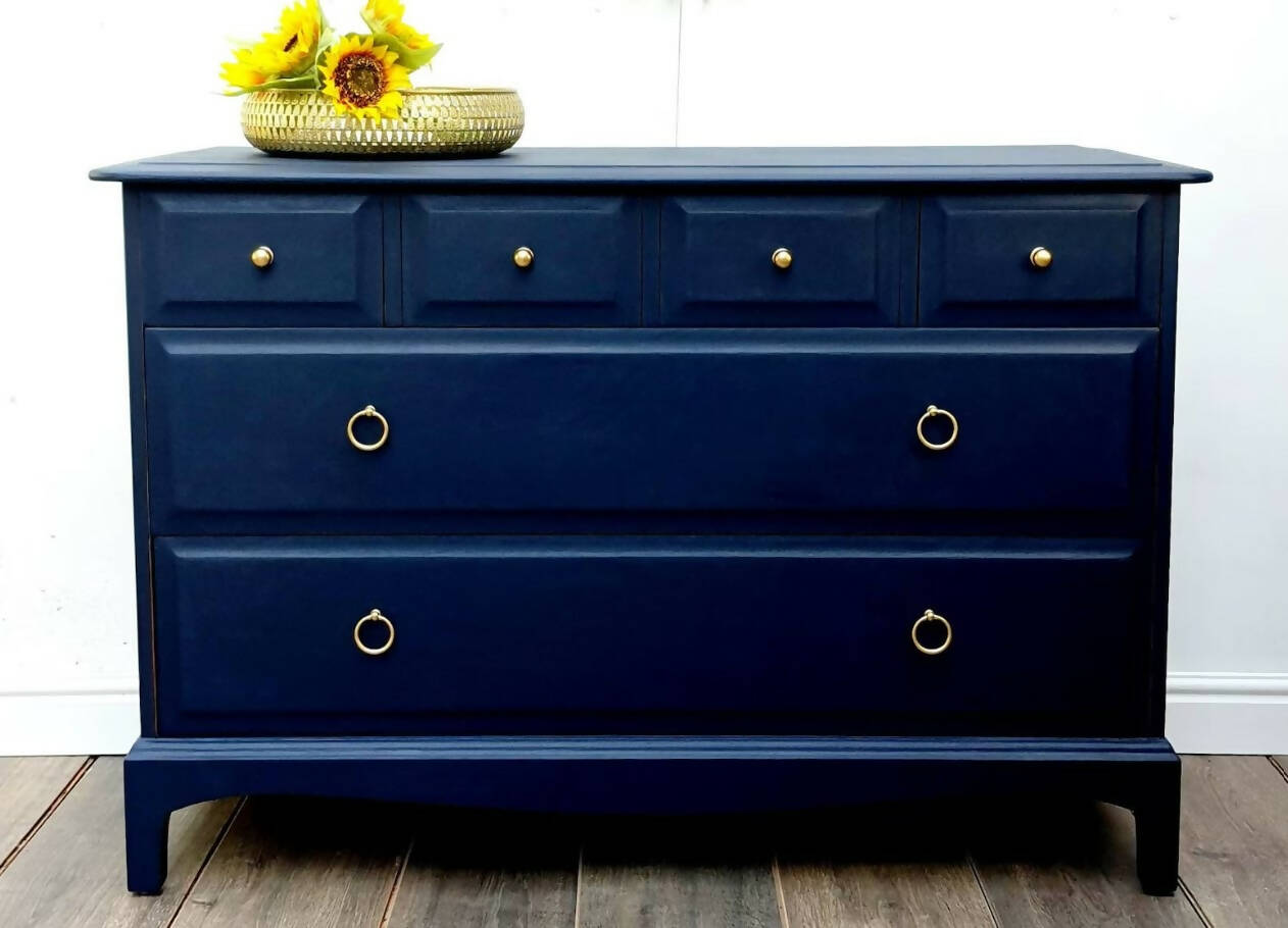 Stag Navy Black Chest of Drawers/ Vintage Chest of Drawers/Retro Drawers/MCM Drawers/Stag Bedroom Furniture