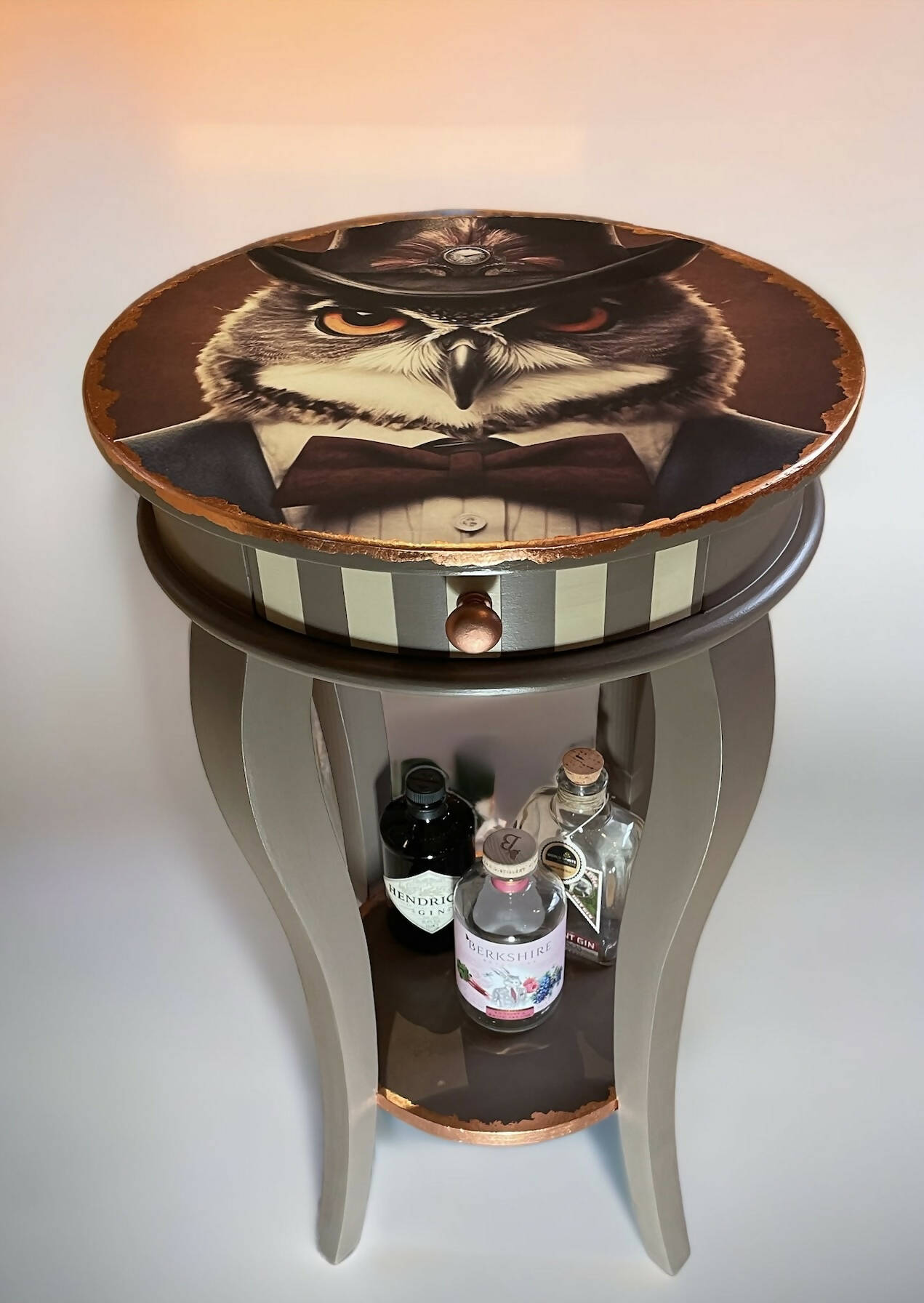 Mr Hooter, Owl Steampunk Drinks Table, Occasional Table, Console Table, Plant Table