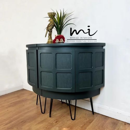 MADE TO ORDER Refurbished mid century modern Nathan sideboard, retro drinks cabinet, TV media cabinet, dark green, decoupaged