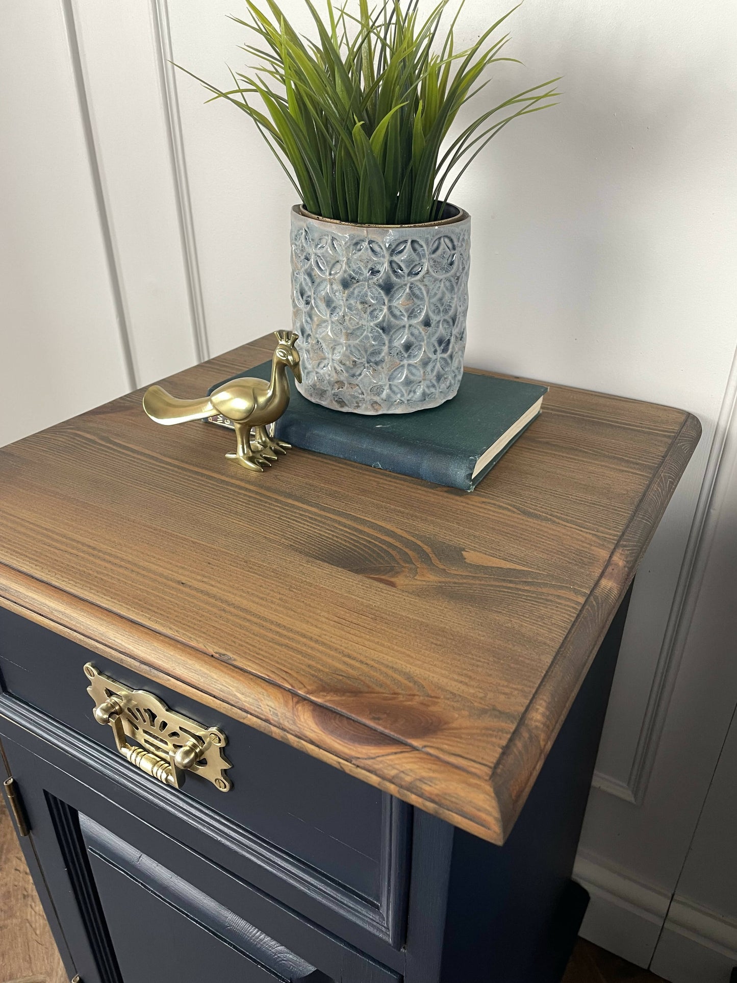 Vintage blue painted pair of bedside tables - commissions available